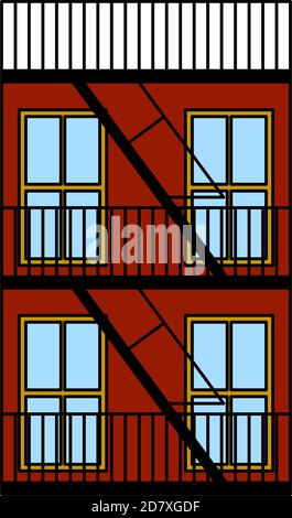 Emergency Fire Ladder Icon. Editable Bold Outline With Color Fill ...