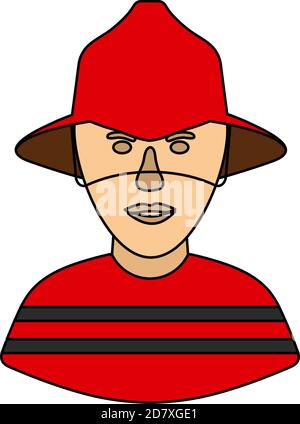 Fireman Icon. Editable Outline With Color Fill Design. Vector ...