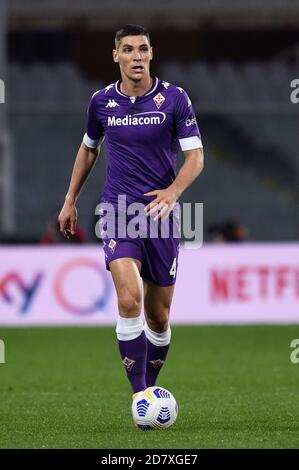 Nikola Milenkovic of ACF Fiorentina in action during ACF Fiorentina vs Udinese Calcio, Italian soccer Serie A match, florence, Italy, 25 Oct 2020 Cred Stock Photo