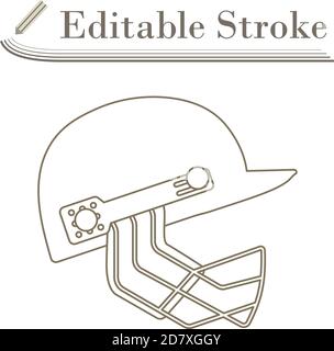 Cricket Helmet Icon. Editable Stroke Simple Design. Vector Illustration. Stock Vector