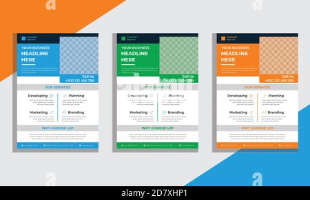 Business Flyer Design Template, Corporate, And Creative Flyer In A4 Size. Stock Vector