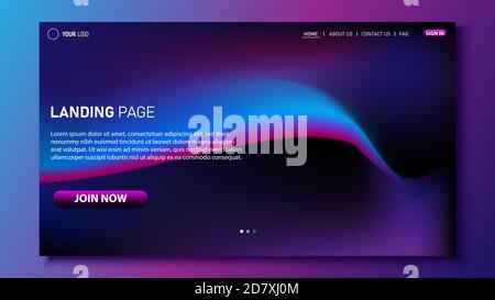 Website UI landing page background with flowing color texture Stock Vector