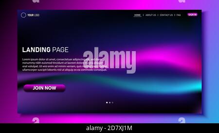 Website UI landing page background with flowing color texture Stock Vector