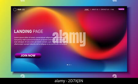 Website UI landing page background with flowing color texture Stock Vector