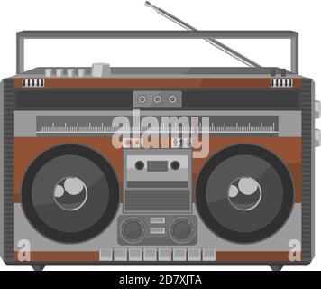 Vintage portable radio in flat design Stock Vector