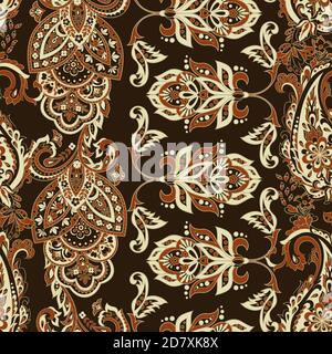 Folkloric Batik vector ornament. Ethnic Floral seamless pattern. Stock Vector