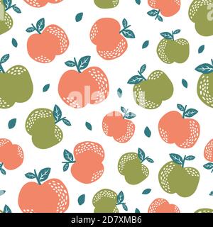 Seamless pattern with cute apple Stock Vector