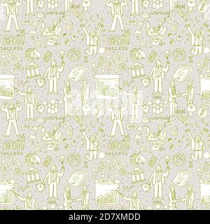 Business People seamless Doodles. Hand drawn Vector pattern Stock Vector