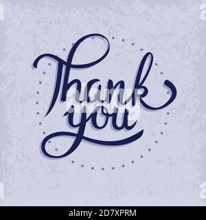 Thank you handwritten inscription with hand drawn lettering. Thank you calligraphy. Thank you card. Vector illustration. 4 variants. Stock Vector