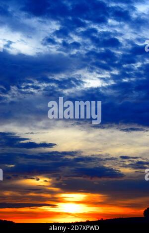 fire-like sunrise in the Eifel Stock Photo