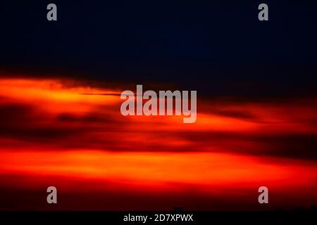 fire-like sunrise in the Eifel Stock Photo