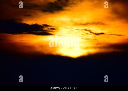 fire-like sunrise in the Eifel Stock Photo