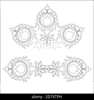 Vintage vector set. Decorative design of lace elements and parts. To create a design. Vector set of floral ornament elements in art deco style. Stock Vector