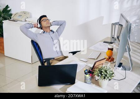Satisfied Indian programmer Stock Photo