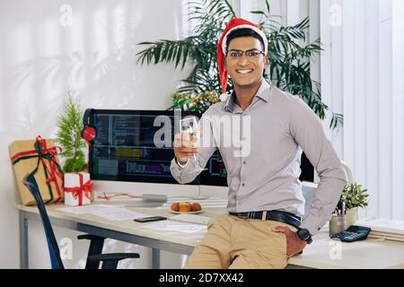 Software developer celebrating Christmas Stock Photo
