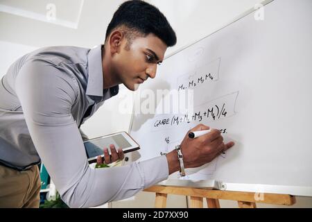 Engineer drawing block diagram Stock Photo