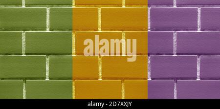Triple Tone of Warm Colored Brick Wall for Background or Banner of the Autumn Concept Stock Photo