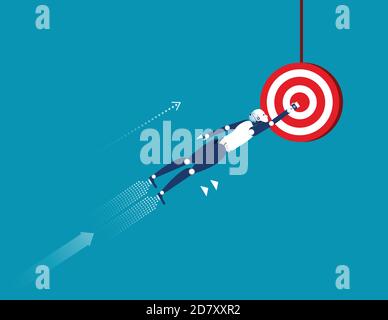 Leader robot target. Concept business artificial intelligence illustration. Vector technology. Stock Vector