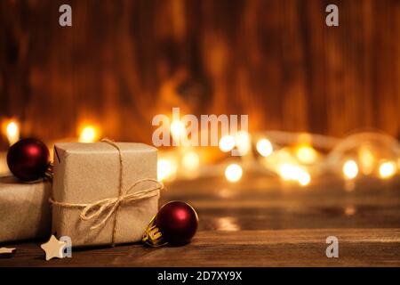 Copy space with gifts for new year and christmas. Stock Photo