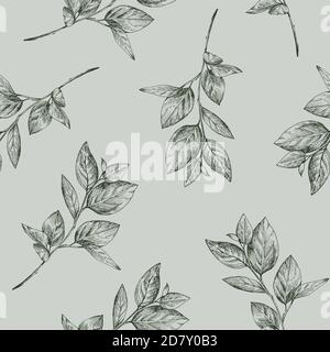 Hand drawn vector seamless pattern with leaves. Wild and free. Perfect for invitations, greeting cards, quotes, blogs and posters. Stock Vector