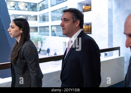 Michael Cohen, former personal lawyer to U.S. President Donald Trump arrives on Capitol Hill for a closed-door hearing in Washington, D.C. on February 26, 2019. Cohen is expected to share details of his work on behalf of Trump and the Trump organization with lawmakers. Cohen pled guilty to lying to congress during a 2017 interview with lawmakers. Credit: Alex Edelman/The Photo Access Stock Photo