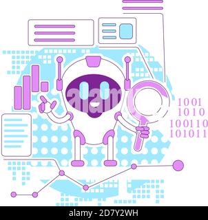 Business analytics bot thin line concept vector illustration Stock Vector