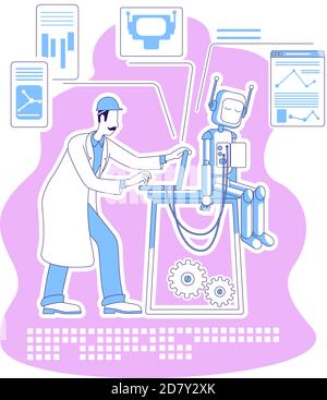 Electronics engineer thin line concept vector illustration Stock Vector
