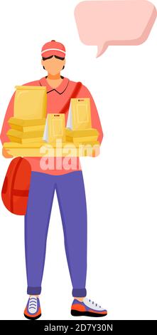Delivery man flat color vector faceless character Stock Vector