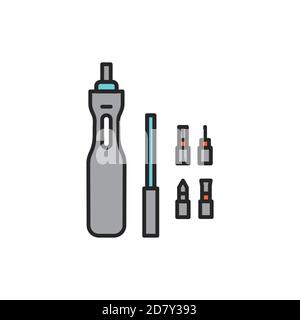 Electric screwdriver color line icon. Pictogram for web page, mobile app, promo. Stock Vector