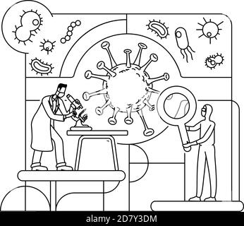 Pathogen analysis thin line concept vector illustration Stock Vector