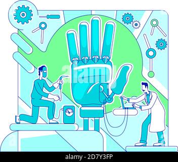 Prosthetics science thin line concept vector illustration Stock Vector