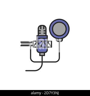 Sound-isolating microphone for sound recording color line icon. Pictogram for web page, mobile app, promo. Stock Vector