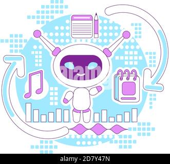Super bot thin line concept vector illustration Stock Vector