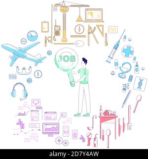 Occupational guidance service thin line concept vector illustration Stock Vector