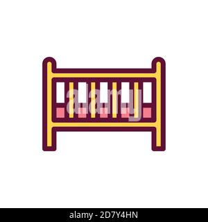 Baby crib color line icon. Isolated vector element. Stock Vector
