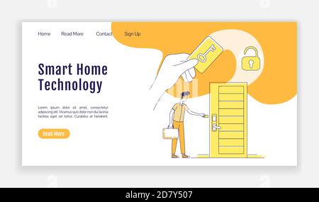 Smart home tech landing page flat silhouette vector template Stock Vector