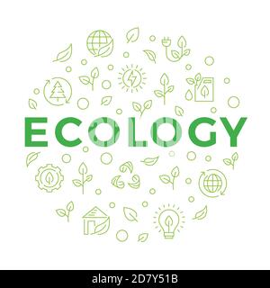 Ecology concept banner with line icons. Modern geometric design. Vector illustration. Stock Vector