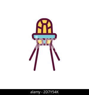 Baby feeding table color line icon. Isolated vector element. Stock Vector