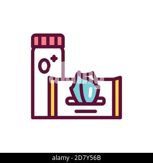 Baby powder and wipes color line icon. Isolated vector element. Stock Vector