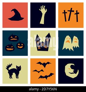 Colorful Halloween icons Stock Vector