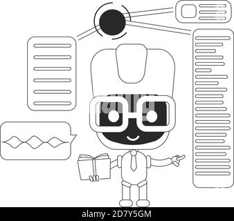 Super bot thin line concept vector illustration Stock Vector