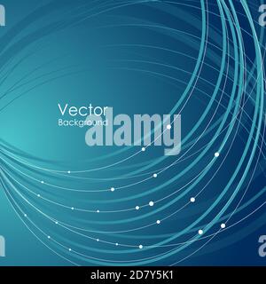 Wavy pattern with curves and dots on blue Stock Vector