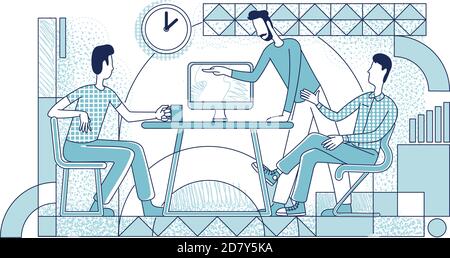 Executive managers working process silhouette vector illustration Stock Vector