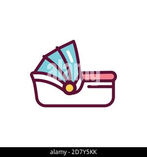 Baby automobile seat color line icon. Isolated vector element. Stock Vector