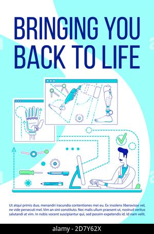 Bringing you back to life poster flat silhouette vector template Stock Vector