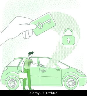 Vehicle access, keyless lock thin line concept vector illustration Stock Vector