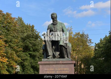 The monument to Russian composer Nikolai Andreyevich Rimsky-Korsakov, Theatre Square, Saint Petersburg, Russia Stock Photo