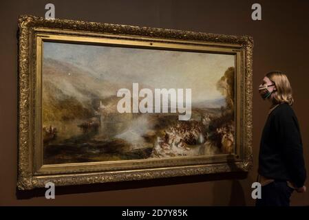 London, UK.  26 October 2020. 'The Opening of the Wallhalla', 1842, by JMW Turner. Preview of “Turner’s Modern World”, a new landmark exhibition of over 150 works exhibition by JMW Turner at Tate Britain, 28 October to 7 March 2021.  Credit: Stephen Chung / Alamy Live News Stock Photo