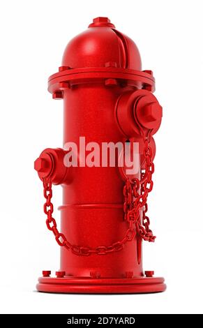 Red fire hydrant isolated on white background. 3D illustration. Stock Photo