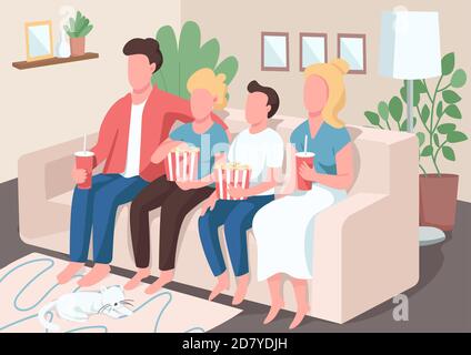 Family entertainment flat color vector illustration Stock Vector